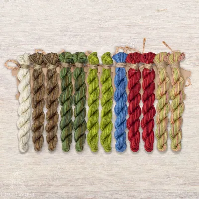 Set of OwlForest Hand-Dyed Threads for the “Toad Summer” Chart (Thread Trade n.a. Kirov)