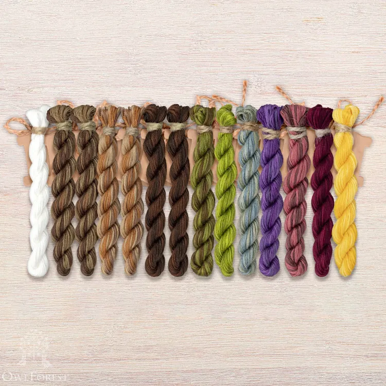 Set of OwlForest Hand-Dyed Threads for the “Juice Brew Lab” Chart (Thread Trade n.a. Kirov)