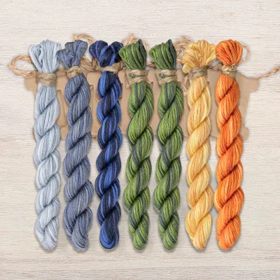 Set of OwlForest Hand-Dyed Threads for the “Pumpkin Bow” Chart (Thread Trade n.a. Kirov)