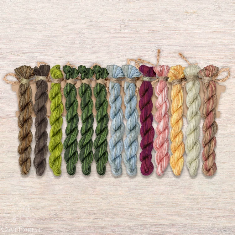 Set of OwlForest Hand-Dyed Threads for the “World of Cacti” (Thread Trade n.a. Kirov) 
