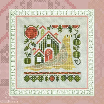 Embroidery kit “Snail Houses. Watermelon”