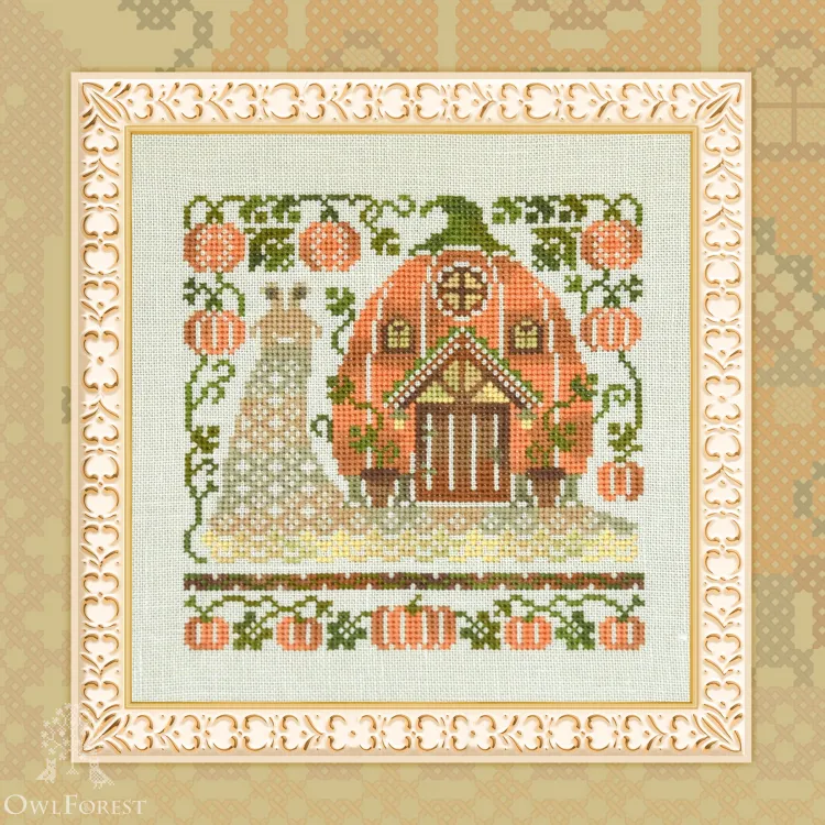Digital embroidery chart “Snail Houses. Pumpkin”