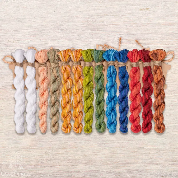 Set of OwlForest Hand-Dyed Threads for the “At the Samovar” or “Russian Teatime” Chart (DMC)