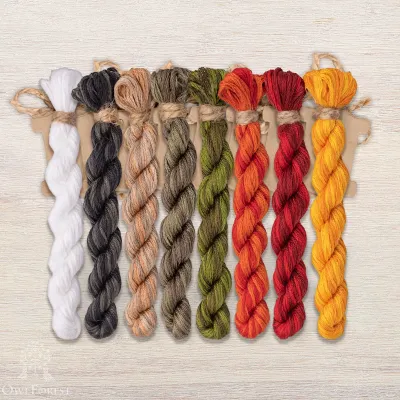 Set of OwlForest Hand-Dyed Threads for the “The Gardener Portrait” Chart (DMC)