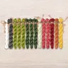 Set of OwlForest Hand-Dyed Threads for the “Watermelon Alphabet” Latin Letters Chart (Thread Trade n.a. Kirov)