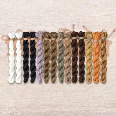 Set of OwlForest Hand-Dyed Threads for the “Owl Quaker Ball” Chart (Thread Trade n.a. Kirov)