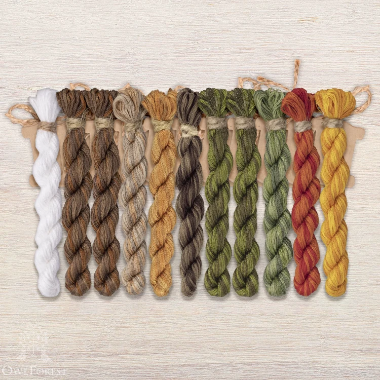 Set of OwlForest Hand-Dyed Threads for the “Bobcat” Chart (DMC)