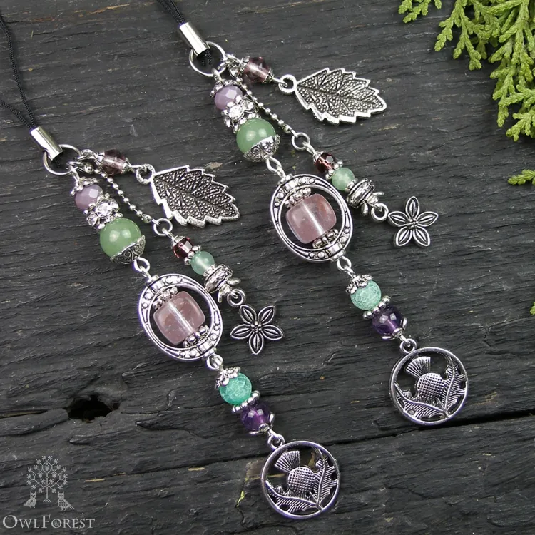 Scissor Fob “Thistle” Silver Metal Color Fittings
