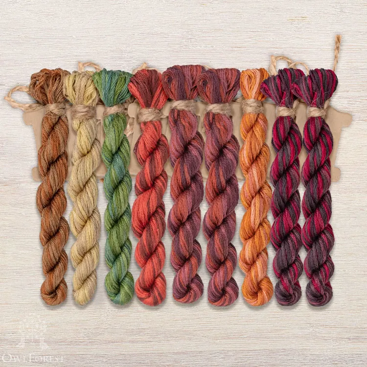 Set of OwlForest Hand-Dyed Threads for the “Tree of Knowledge” Chart (DMC)