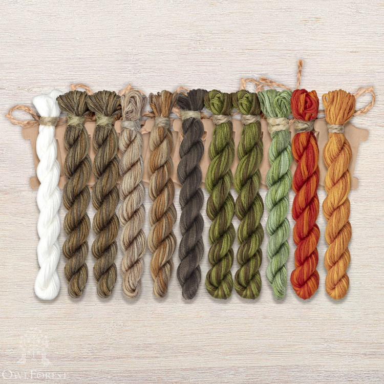 Set of OwlForest Hand-Dyed Threads for the “Bobcat” Chart (Thread Trade n.a. Kirov)