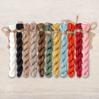 Set of OwlForest Hand-Dyed Threads for the “Hedgehog Meadow” Chart (Thread Trade n.a. Kirov)