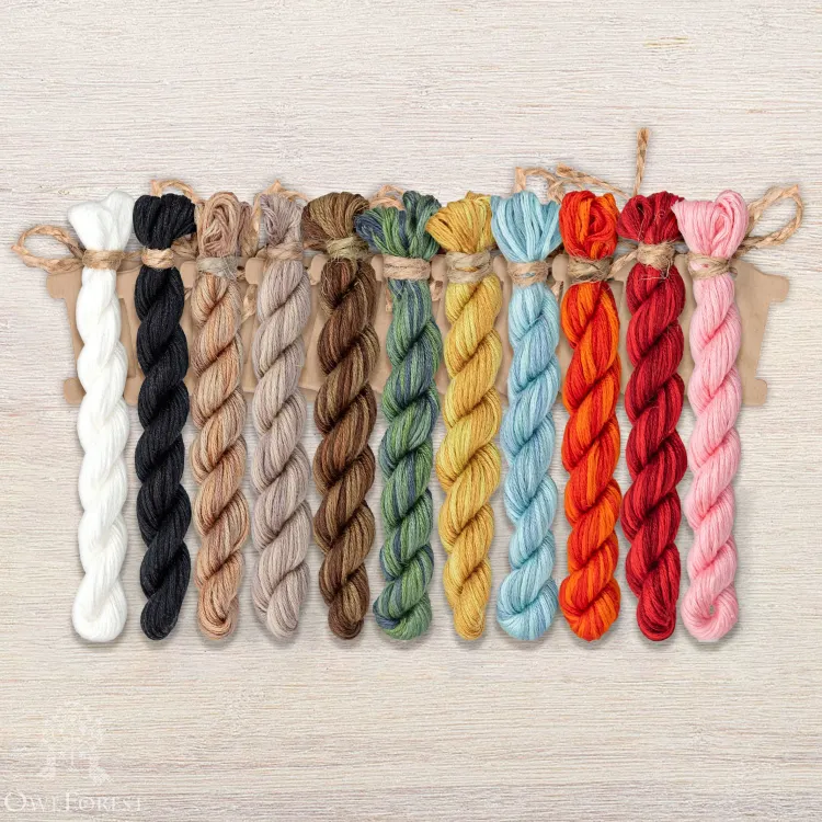 Set of OwlForest Hand-Dyed Threads for the “Hedgehog Meadow” Chart (Thread Trade n.a. Kirov)