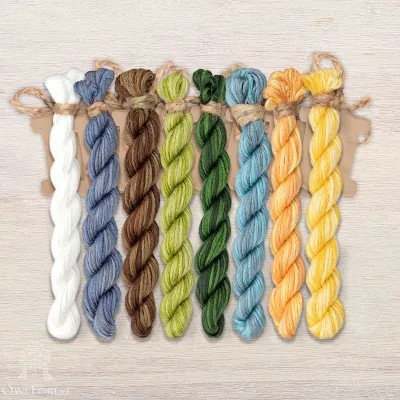 Set of OwlForest Hand-Dyed Threads for the “Geese and Sunflowers” Chart (Thread Trade n.a. Kirov)
