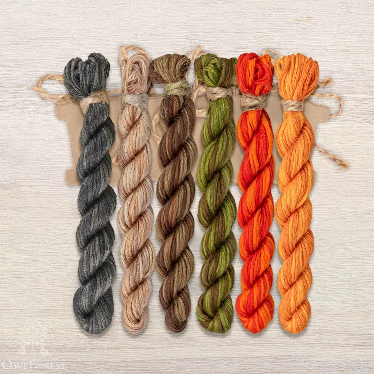Set of OwlForest Hand-Dyed Threads for the “The Hunter Portrait” Chart ...