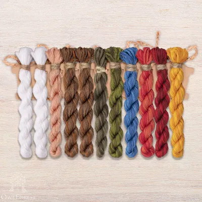 Set of OwlForest Hand-Dyed Threads for the “At the Bath House” Chart (DMC)
