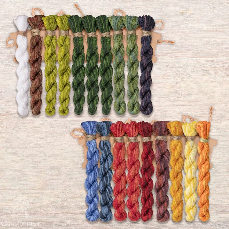 Set of OwlForest Hand-Dyed Threads for the “Berry Quaker Ball” Chart (DMC)