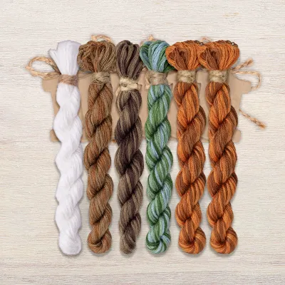 Set of OwlForest Hand-Dyed Threads for the “Pine Bow” Chart (DMC)