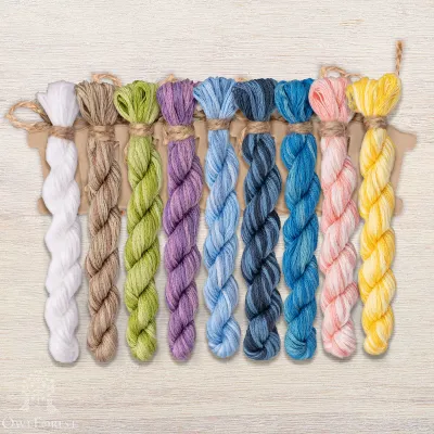 Set of OwlForest Hand-Dyed Threads for the “Swallows” Chart (DMC)