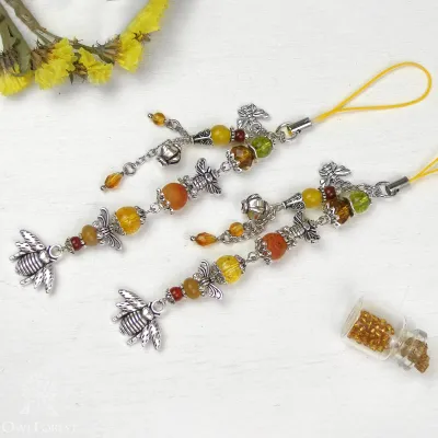 Scissor Fob “Golden Bees” Silver Metal Color Fittings