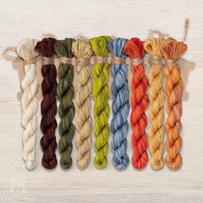 Set of OwlForest Hand-Dyed Threads for “The Little Wood Folk. Frog” Chart (DMC)