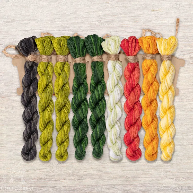 Set of OwlForest Hand-Dyed Threads for the “Watermelon Summer” Chart (DMC)