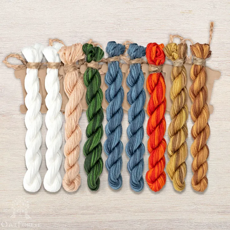 Set of OwlForest Hand-Dyed Threads for the “The Tale of Tsar Saltan” Chart (Thread Trade n.a. Kirov)