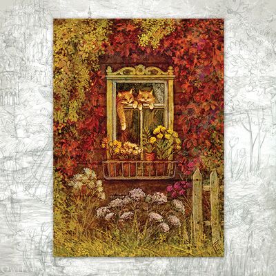 “Autumn Cats” Postcard