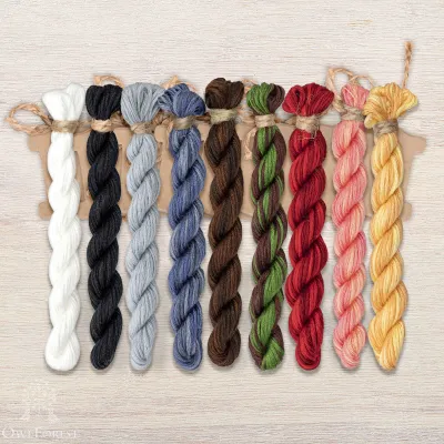 Set of OwlForest Hand-Dyed Threads for the “The Learned Cat” Chart (Thread Trade n.a. Kirov)