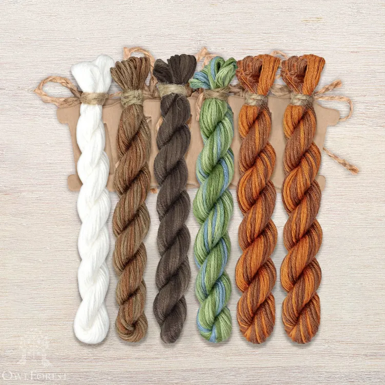 Set of OwlForest Hand-Dyed Threads for the “Pine Bow” Chart (Thread Trade n.a. Kirov)