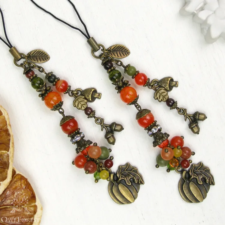 Scissor Fob “Autumn Still-life” Bronzy Metal Color Fittings