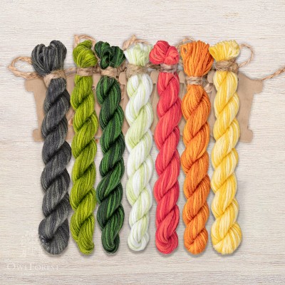 Set of OwlForest Hand-Dyed Threads for the “Watermelon Summer” Chart (Thread Trade n.a. Kirov)