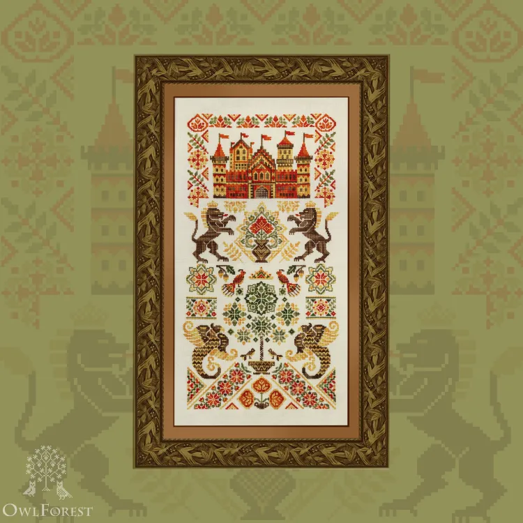 Printed embroidery chart “Red Castle Guardians”