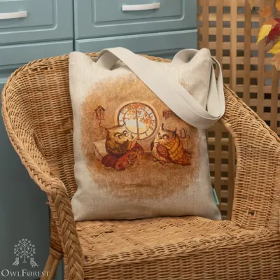 “Melancholy Time” Linen Shopping Bag 