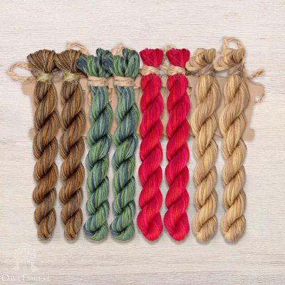 Set of OwlForest Hand-Dyed Threads for the “Pomegranate Bird Night Songs” Chart (Thread Trade n.a. Kirov)