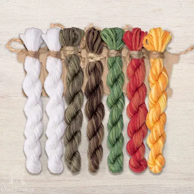 Set of OwlForest Hand-Dyed Threads for the “Cheerful Morning!!!” Cafe” Chart (DMC)