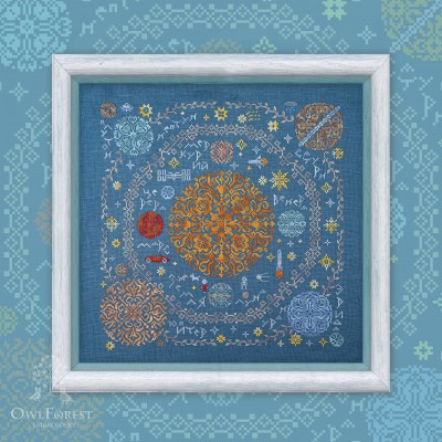 Digital embroidery chart “Around the sun” with Russian titles