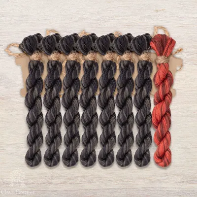 Set of OwlForest Hand-Dyed Threads for the “Quaker Decorative Letter” Chart (DMC)