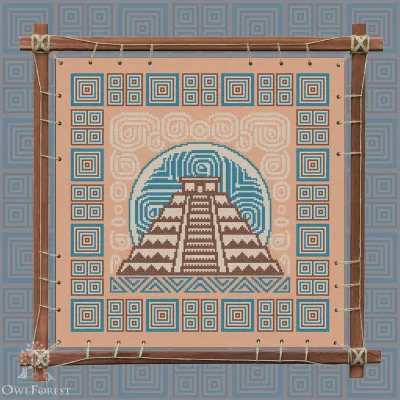 Printed embroidery chart “Mesoamerican Motifs. Pyramid” 3 colors