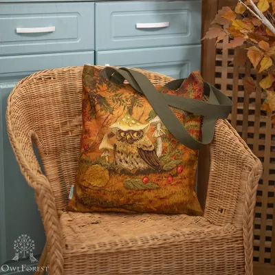 “Autumn Forest Edge” Linen Shopping Bag 