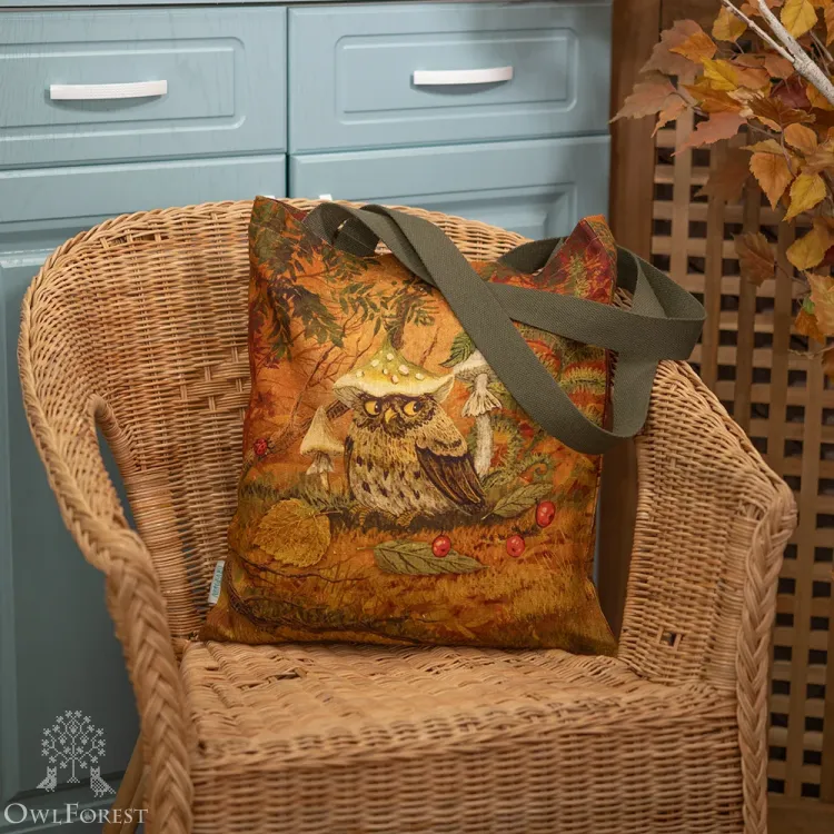 “Autumn Forest Edge” Linen Shopping Bag 