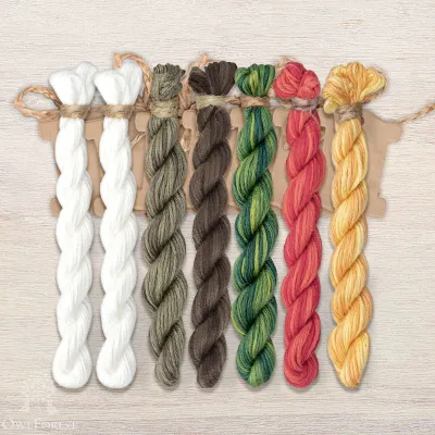 Set of OwlForest Hand-Dyed Threads for the “Cheerful Morning!!!” Cafe” Chart (Thread Trade n.a. Kirov)