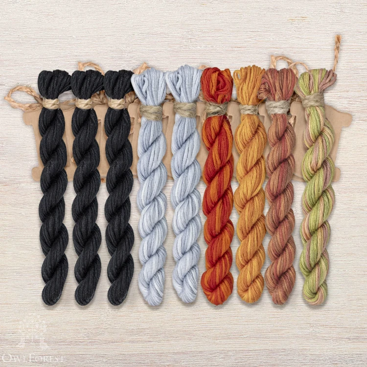 Set of OwlForest Hand-Dyed Threads for the «Moon Toad» (Thread Trade n.a. Kirov)
